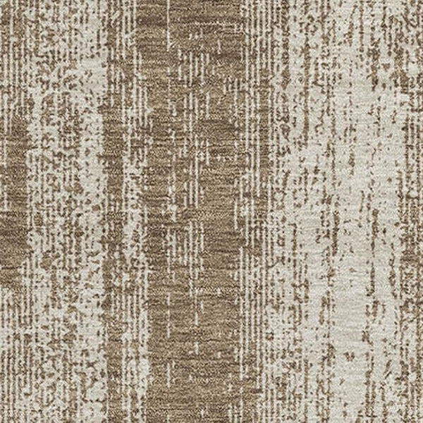 HomeRoots 8' X 10' Brown And Ivory Striped Washable Area Rug – Durable, UV-Protected, Stylish for High-Traffic Use 668317