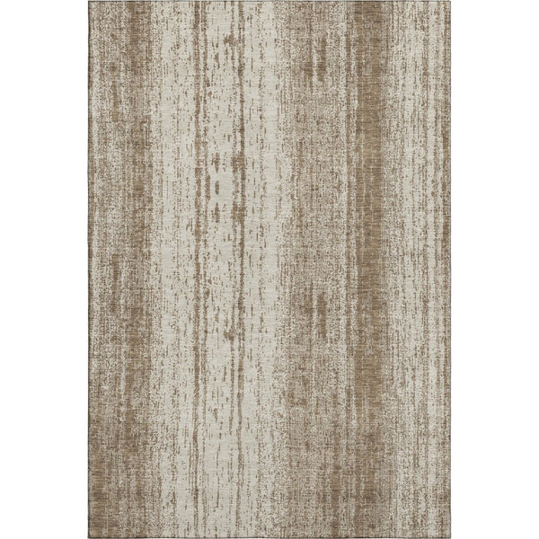 HomeRoots 10' Brown and Ivory Striped Washable Area Rug with UV Protection – Perfect for High-Traffic Spaces! 668319