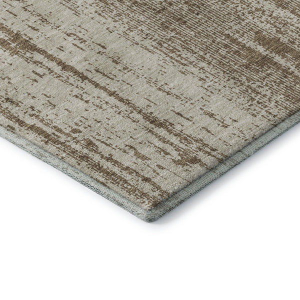 HomeRoots 10' Brown and Ivory Striped Washable Area Rug with UV Protection – Perfect for High-Traffic Spaces! 668319
