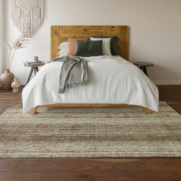 HomeRoots 10' Brown and Ivory Striped Washable Area Rug with UV Protection – Perfect for High-Traffic Spaces! 668319