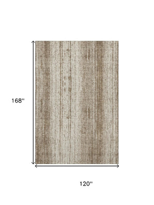 HomeRoots 10' Brown and Ivory Striped Washable Area Rug with UV Protection – Perfect for High-Traffic Spaces! 668319