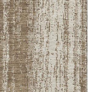 HomeRoots 10' Brown and Ivory Striped Washable Area Rug with UV Protection – Perfect for High-Traffic Spaces! 668319
