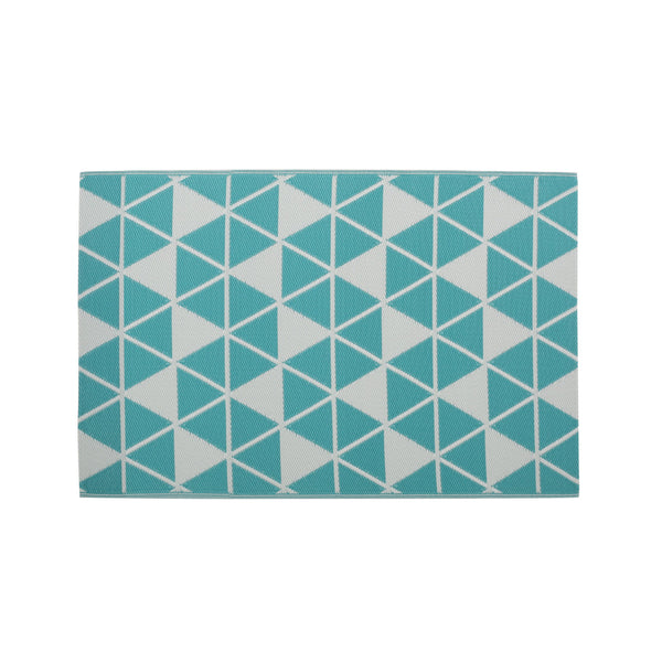 English Elm Christopher Knight Home® - HERRINGBONE Turquoise & White 4'x6' Handcrafted Polypropylene Rug - Durable PVC Strands, Low-Profile Finish 66832.00