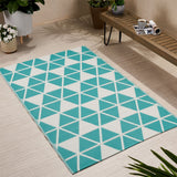 Christopher Knight Home® - Noble House - Alicante Outdoor Modern Scatter Rug, Turquoise and White