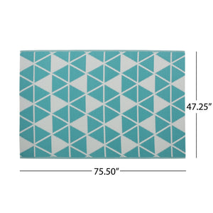 English Elm Christopher Knight Home® - HERRINGBONE Turquoise & White 4'x6' Handcrafted Polypropylene Rug - Durable PVC Strands, Low-Profile Finish 66832.00