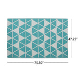 Christopher Knight Home® - Noble House - Alicante Outdoor Modern Scatter Rug, Turquoise and White