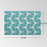 Christopher Knight Home® - Noble House - Alicante Outdoor Modern Scatter Rug, Turquoise and White