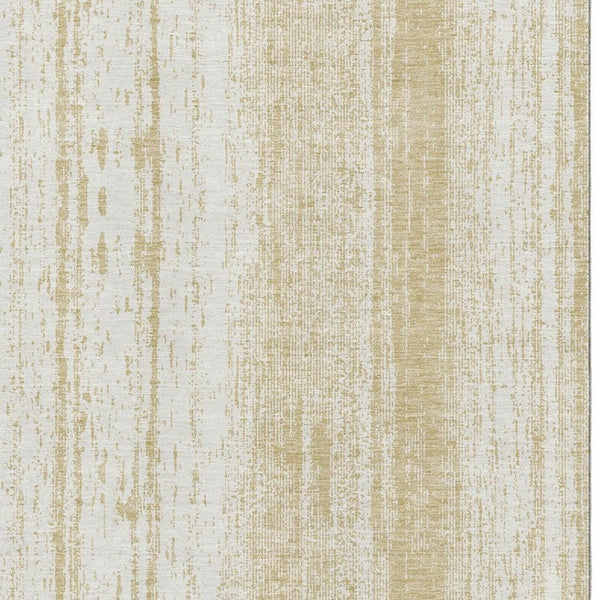 HomeRoots 5' X 8' Gold And Ivory Striped Area Rug - Washable, UV Protected, Stain-Resistant, Ideal for Homes 668321