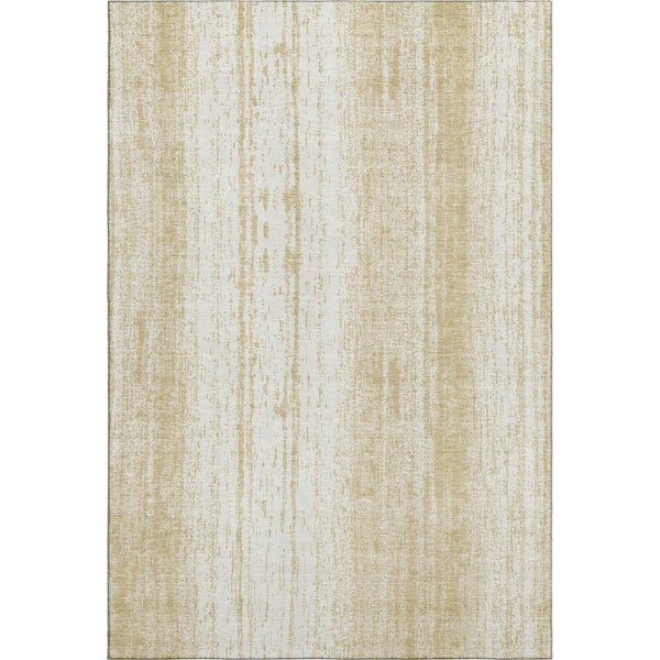 HomeRoots 5' X 8' Gold And Ivory Striped Area Rug - Washable, UV Protected, Stain-Resistant, Ideal for Homes 668321
