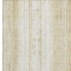 HomeRoots 9' X 12' Gold and Ivory Striped Area Rug - Durable, Washable, UV-Protected for Easy Care Living Spaces 668324