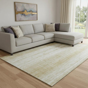 HomeRoots 10' X 14' Gold and Ivory Striped Area Rug - Washable, UV Protected, Durable for High-Traffic Spaces 668325