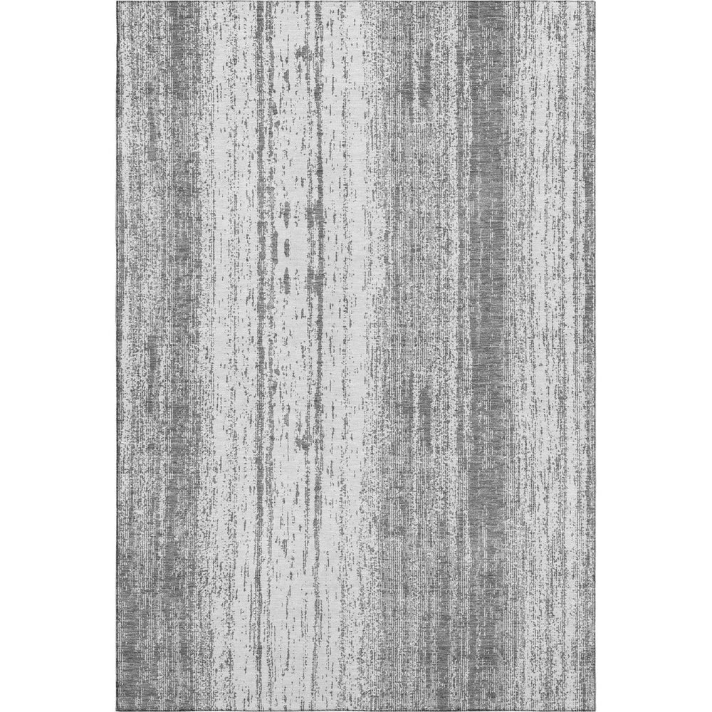 HomeRoots 5' X 8' Gray and Ivory Striped Washable Area Rug – UV Protected, Stain Resistant, Stylish & Durable 668327