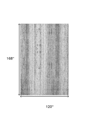 HomeRoots 10' Gray and Ivory Striped Washable Area Rug - UV Protected, Stain Resistant, Durable for Busy Homes 668331