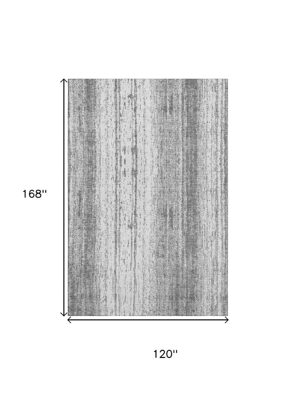HomeRoots 10' Gray and Ivory Striped Washable Area Rug - UV Protected, Stain Resistant, Durable for Busy Homes 668331