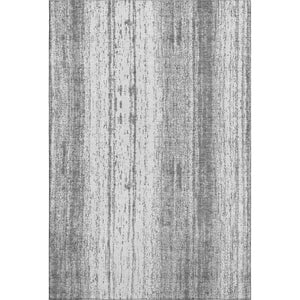 HomeRoots 10' Gray and Ivory Striped Washable Area Rug - UV Protected, Stain Resistant, Durable for Busy Homes 668331