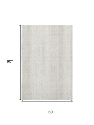 HomeRoots 5' X 8' Washable Area Rug - Striped Ivory & Beige, UV Protected, Stain Resistant for Busy Homes 668333