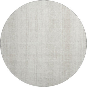 HomeRoots 8' Ivory and Beige Striped Washable Round Rug - Durable, UV-Protected, Stylish for Any Space 668334
