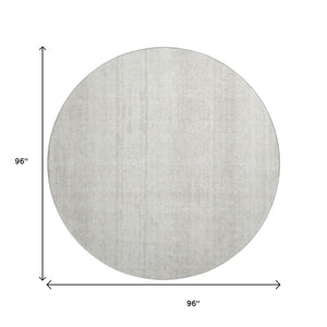 HomeRoots 8' Ivory and Beige Striped Washable Round Rug - Durable, UV-Protected, Stylish for Any Space 668334