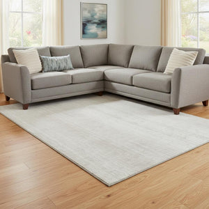 HomeRoots 8' x 10' Ivory & Beige Striped Washable Area Rug – Durable, Stain Resistant, UV Protected for Homes 668335