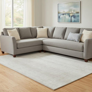 HomeRoots 9' X 12' Ivory & Beige Striped Area Rug - Washable, UV Protected, Stain Resistant for Busy Homes 668336