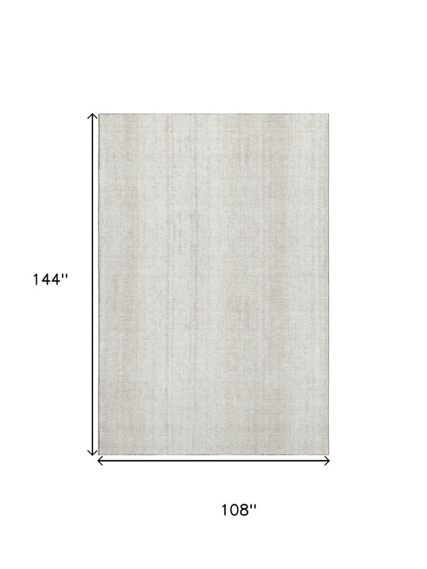 HomeRoots 9' X 12' Ivory & Beige Striped Area Rug - Washable, UV Protected, Stain Resistant for Busy Homes 668336