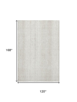 HomeRoots 10' Ivory and Beige Striped Washable Area Rug - Durable, UV-Protected, Perfect for High-Traffic Homes! 668337