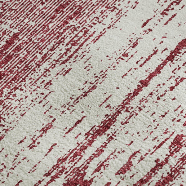 HomeRoots 5' X 8' Merlot & Ivory Striped Washable Area Rug – Durable, Stain-Resistant, UV-Protected Elegance! 668339