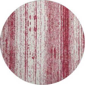HomeRoots 8' Merlot and Ivory Striped Round Rug – Durable, Washable Design with UV Protection for Busy Homes 668340