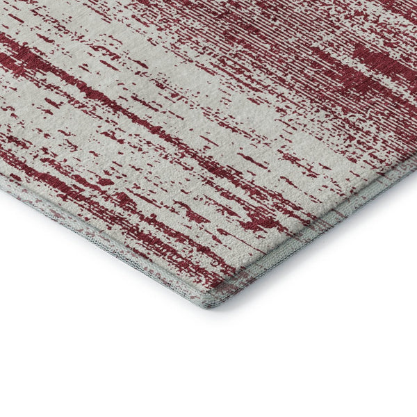 HomeRoots 8' Merlot and Ivory Striped Round Rug – Durable, Washable Design with UV Protection for Busy Homes 668340