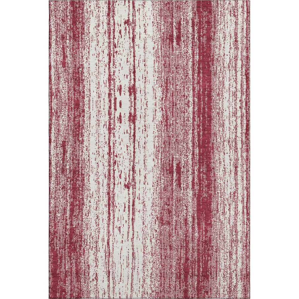 HomeRoots 8' X 10' Stylish Merlot and Ivory Striped Washable Area Rug with UV Protection for High-Traffic Spaces 668341