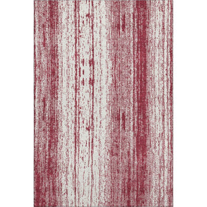 HomeRoots 10' X 14' Merlot and Ivory Striped Washable Area Rug - Durable, UV-Protected, Stain-Resistant Design! 668343