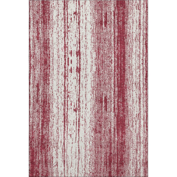 HomeRoots 10' X 14' Merlot and Ivory Striped Washable Area Rug - Durable, UV-Protected, Stain-Resistant Design! 668343