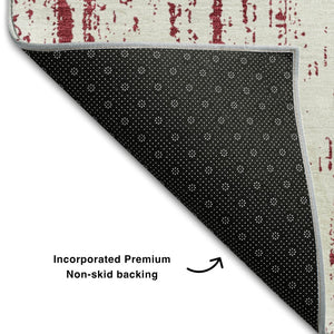 HomeRoots 10' X 14' Merlot and Ivory Striped Washable Area Rug - Durable, UV-Protected, Stain-Resistant Design! 668343
