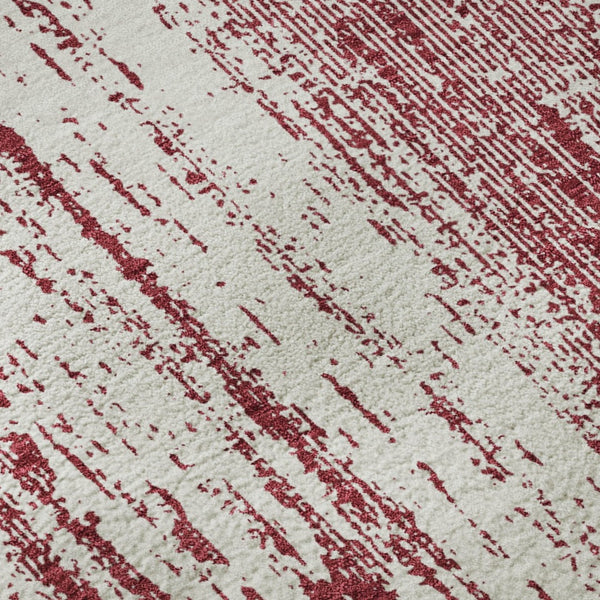 HomeRoots 10' X 14' Merlot and Ivory Striped Washable Area Rug - Durable, UV-Protected, Stain-Resistant Design! 668343