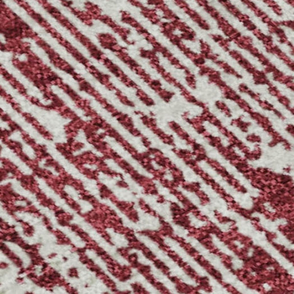 HomeRoots 10' X 14' Merlot and Ivory Striped Washable Area Rug - Durable, UV-Protected, Stain-Resistant Design! 668343