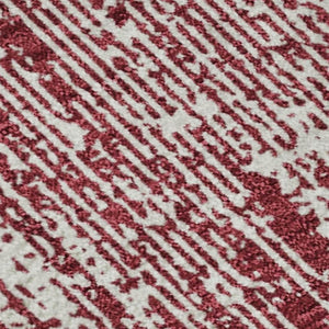 HomeRoots 10' X 14' Merlot and Ivory Striped Washable Area Rug - Durable, UV-Protected, Stain-Resistant Design! 668343