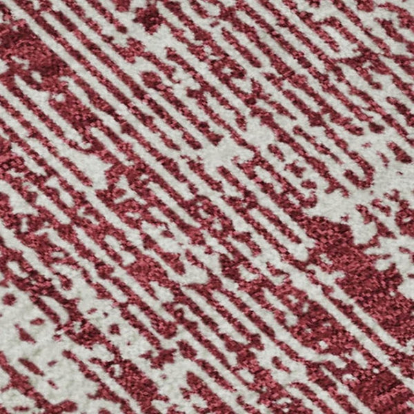 HomeRoots 10' X 14' Merlot and Ivory Striped Washable Area Rug - Durable, UV-Protected, Stain-Resistant Design! 668343