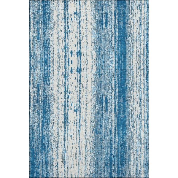 HomeRoots 9' X 12' Navy Blue & Ivory Striped Washable Area Rug with UV Protection for Kid & Pet-Friendly Homes 668348
