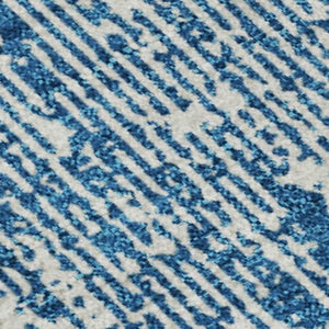 HomeRoots 10' X 14' Navy Blue Striped Washable Area Rug - UV Protected, Stain-Resistant, Durable & Stylish! 668349