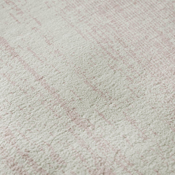HomeRoots 8' Pink and Ivory Striped Round Rug – Washable, UV-Protected, Stain-Resistant for Busy Homes! 668352