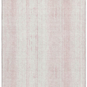 HomeRoots 8' X 10' Pink and Ivory Striped Washable Area Rug with UV Protection – Durable, Stylish, Kid-Friendly! 668353