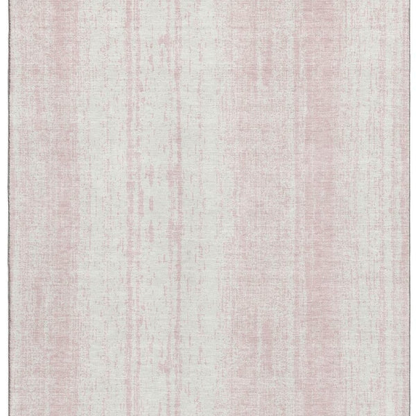 HomeRoots 8' X 10' Pink and Ivory Striped Washable Area Rug with UV Protection – Durable, Stylish, Kid-Friendly! 668353