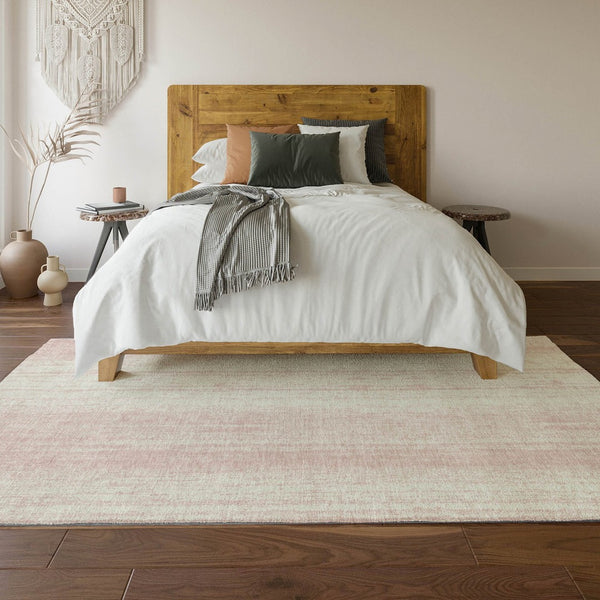 HomeRoots 8' X 10' Pink and Ivory Striped Washable Area Rug with UV Protection – Durable, Stylish, Kid-Friendly! 668353