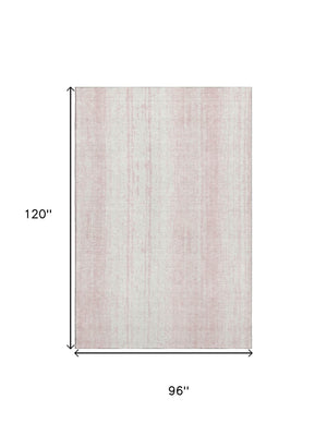 HomeRoots 8' X 10' Pink and Ivory Striped Washable Area Rug with UV Protection – Durable, Stylish, Kid-Friendly! 668353