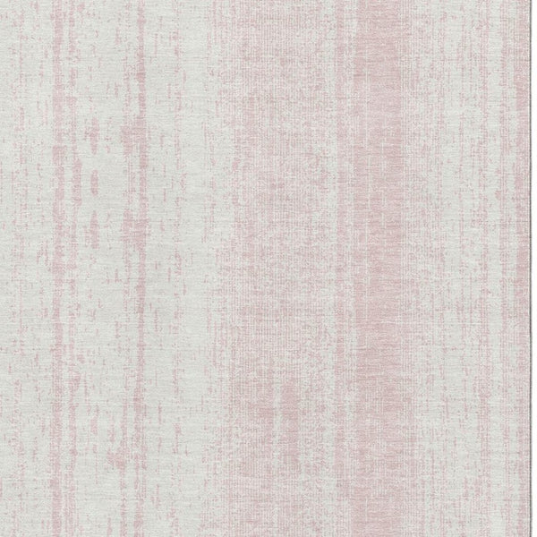 HomeRoots 9' X 12' Washable Pink & Ivory Striped Area Rug – Durable, Stain Resistant, UV Protected for All Homes 668354