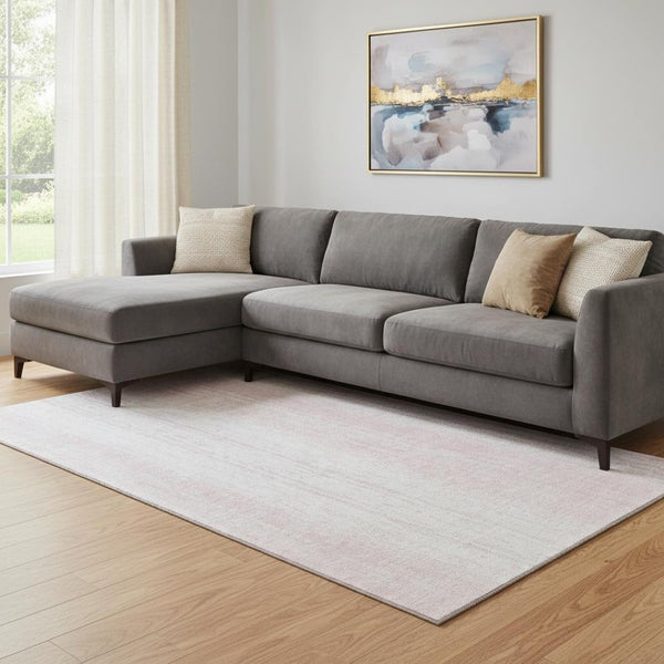 HomeRoots 10' X 14' Pink And Ivory Striped Washable Area Rug - UV Protected, Stain Resistant & Easy Care! 668355
