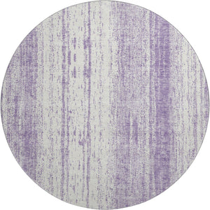 HomeRoots 8' Purple and Ivory Striped Washable Round Rug – Stylish, Durable, UV-Protected for Every Space 668358