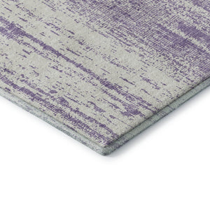 HomeRoots 8' Purple and Ivory Striped Washable Round Rug – Stylish, Durable, UV-Protected for Every Space 668358