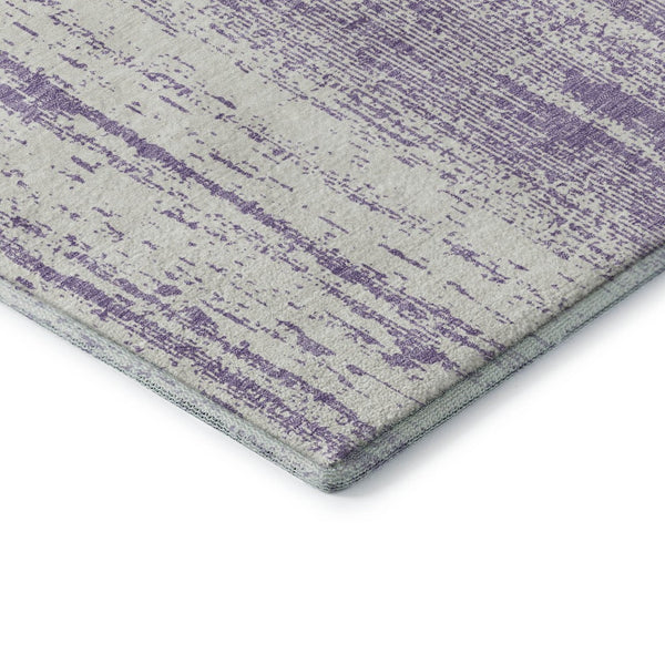 HomeRoots 8' Purple and Ivory Striped Washable Round Rug – Stylish, Durable, UV-Protected for Every Space 668358