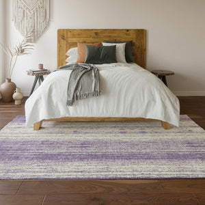 HomeRoots 8' X 10' Stylish Purple & Ivory Striped Washable Area Rug with UV Protection for High-Traffic Rooms 668359